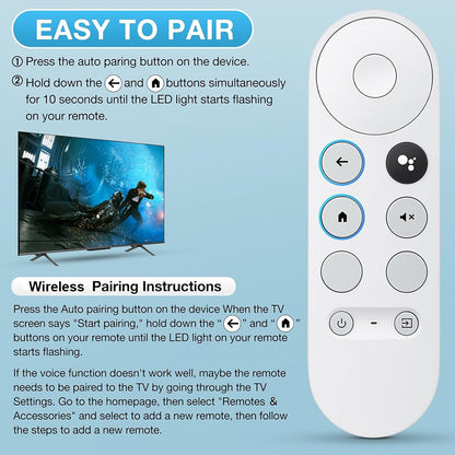 G9N9N Controle Remoto Bluetooth Compatível por Voz Controle Remoto Universal para Google TV Chromecast 4K Snow