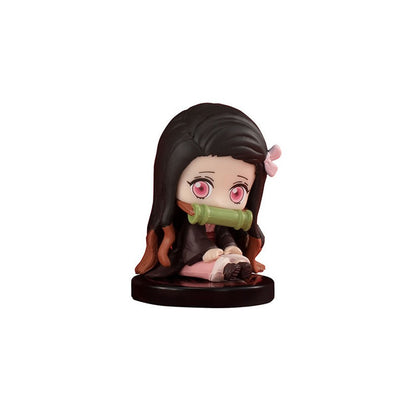 Atacado de Bonecos em Miniatura Q Posket Demon Slayer 5pçs 10pçs 15pçs Kits Kimetsu No Yaiba Pequenas Bonecas de PVC Decoração de Mesa