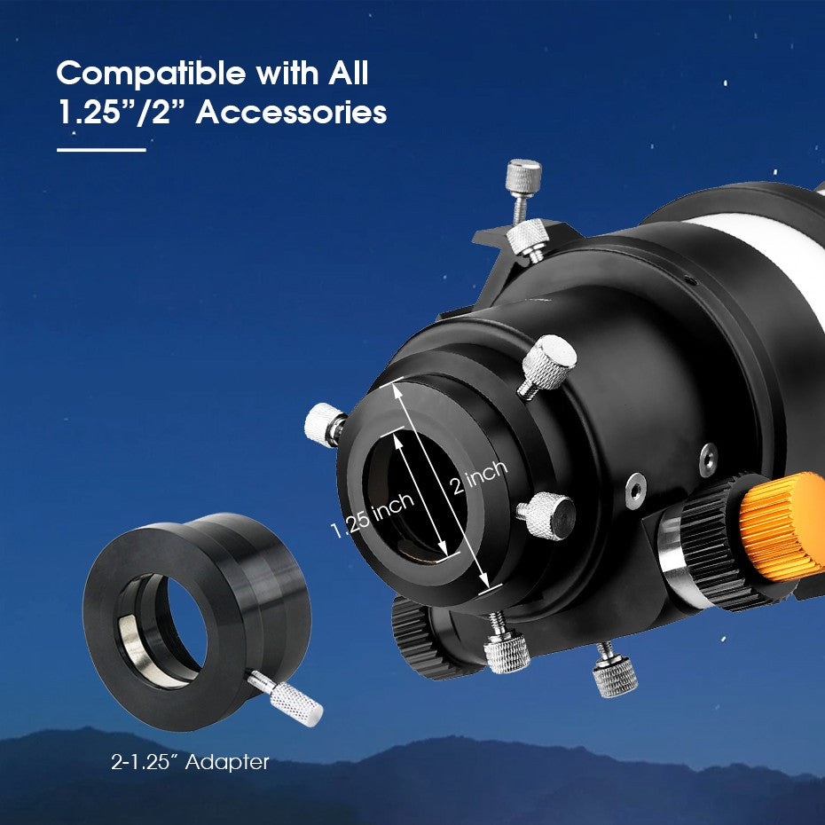 Telescópio Astronômico Refrator Svbony SV48P 90/102mm Abertura OTA com Focador de Duas Velocidades para Astrofotografia de Céu Profundo