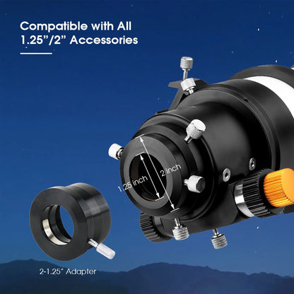 Telescópio Astronômico Refrator Svbony SV48P 90/102mm Abertura OTA com Focador de Duas Velocidades para Astrofotografia de Céu Profundo