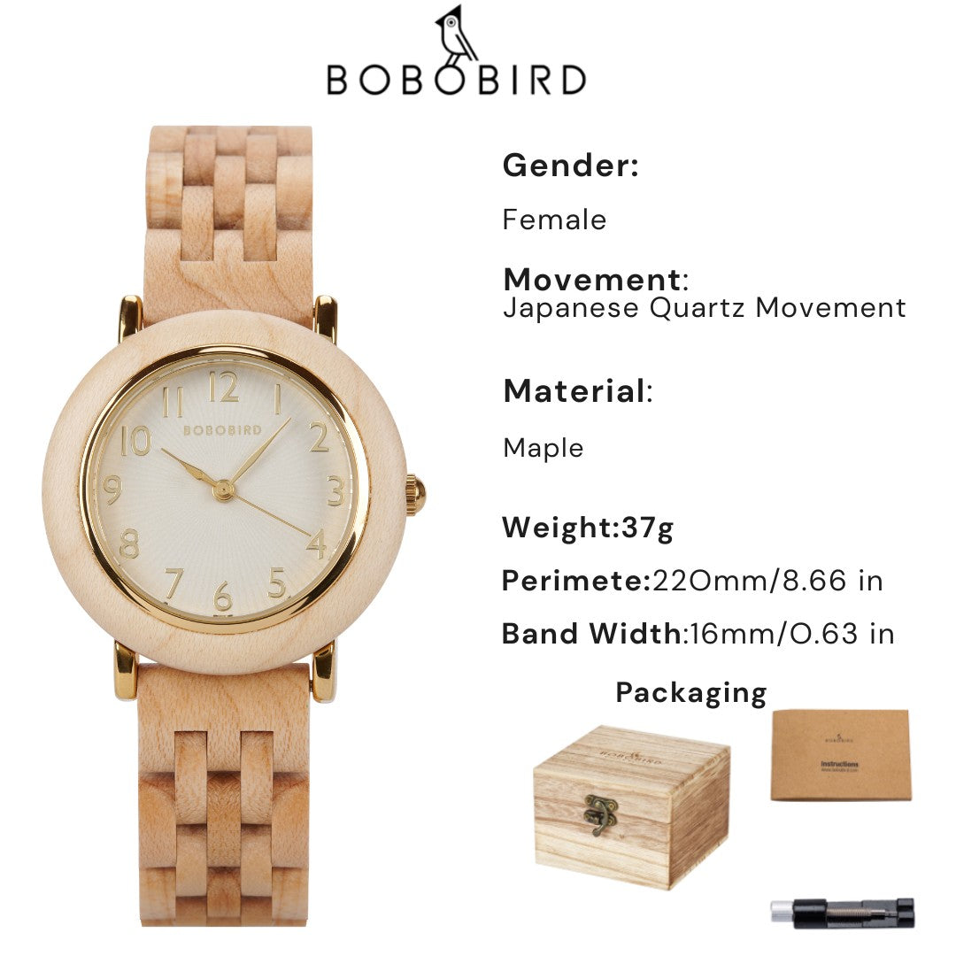 BOBO BIRD Women’s Custom Wooden Watch – Eco-Friendly Personalized Gift Quartz Wristwatch with Engraving Option Dropshipping