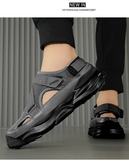 Men's Sandals Summer Platform Slippers Non-Slip Beach Pool Sandals Mesh Hole Men's Garden Shoes Flip Flop Outdoor Water Shoes