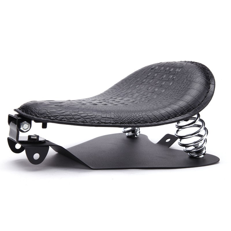 Banco Solo de Couro com Estampa de Jacaré Retrô para Motocicleta Harley Chopper Bobber Honda Yamaha Xs650 Marrom/Preto