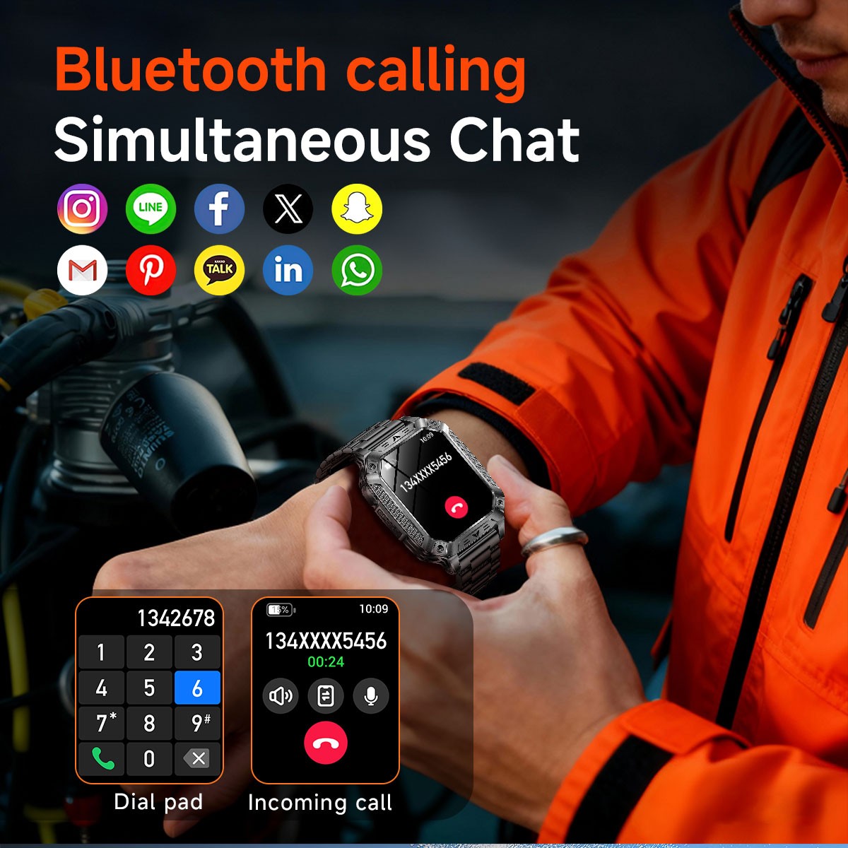 2026 Novo 1400mAh Bateria Grande Militar Ao Ar Livre 2.01 polegadas Smartwatch Masculino 10ATM À Prova D'água Chamada Bluetooth Relógio Inteligente Esportivo