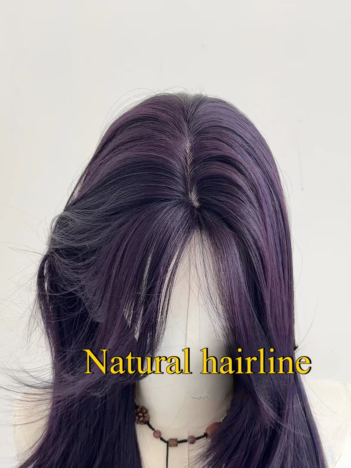 Peruca Ashely Roxo Escuro Feminina 55 cm Cabelo Longo Franja Cortina Camadas Liso Natural Cabelo Sintético Cosplay Perucas Lolita