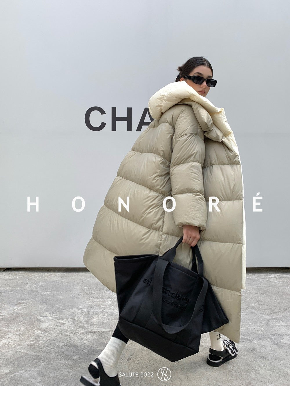 Janveny Fluffy White Duck Down Jacket Women Winter Thickness Warm Long Puffer Coat Hooded Female Fashion Fake Two-piece Parkas