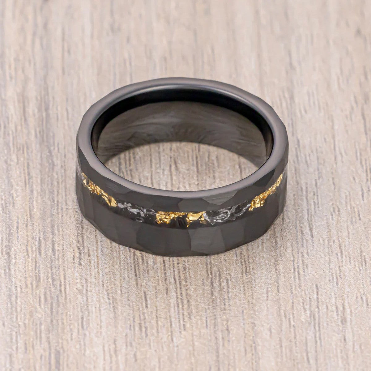 Anel de Tungstênio Meteorito Preto 8MM Anéis Masculinos Aliança de Casamento Noivado Joias da Moda