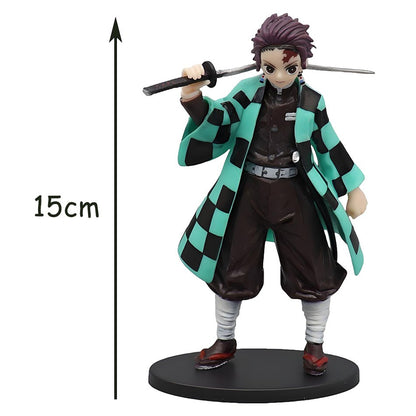 Boneco de Ação do Anime Demon Slayer - Kamado Tanjirou com Agatsuma Zenitsu e Nezuko PVC Modelo Brinquedos Kimetsu No Yaiba Guerreiros