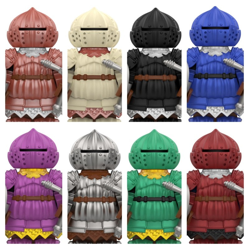 8 Unique Onion Knight Armor Sets Figures with Swords & Shields, Vibrant Multicolor Collectible DIY Kits for Kids & Adult Fans