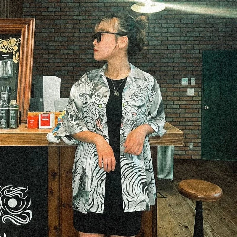 Classics Summer WACKO MARIA Shirts Full Print Leopard Rayon Short-sleeved Real Photos Hawaiian Shirt for Men Women