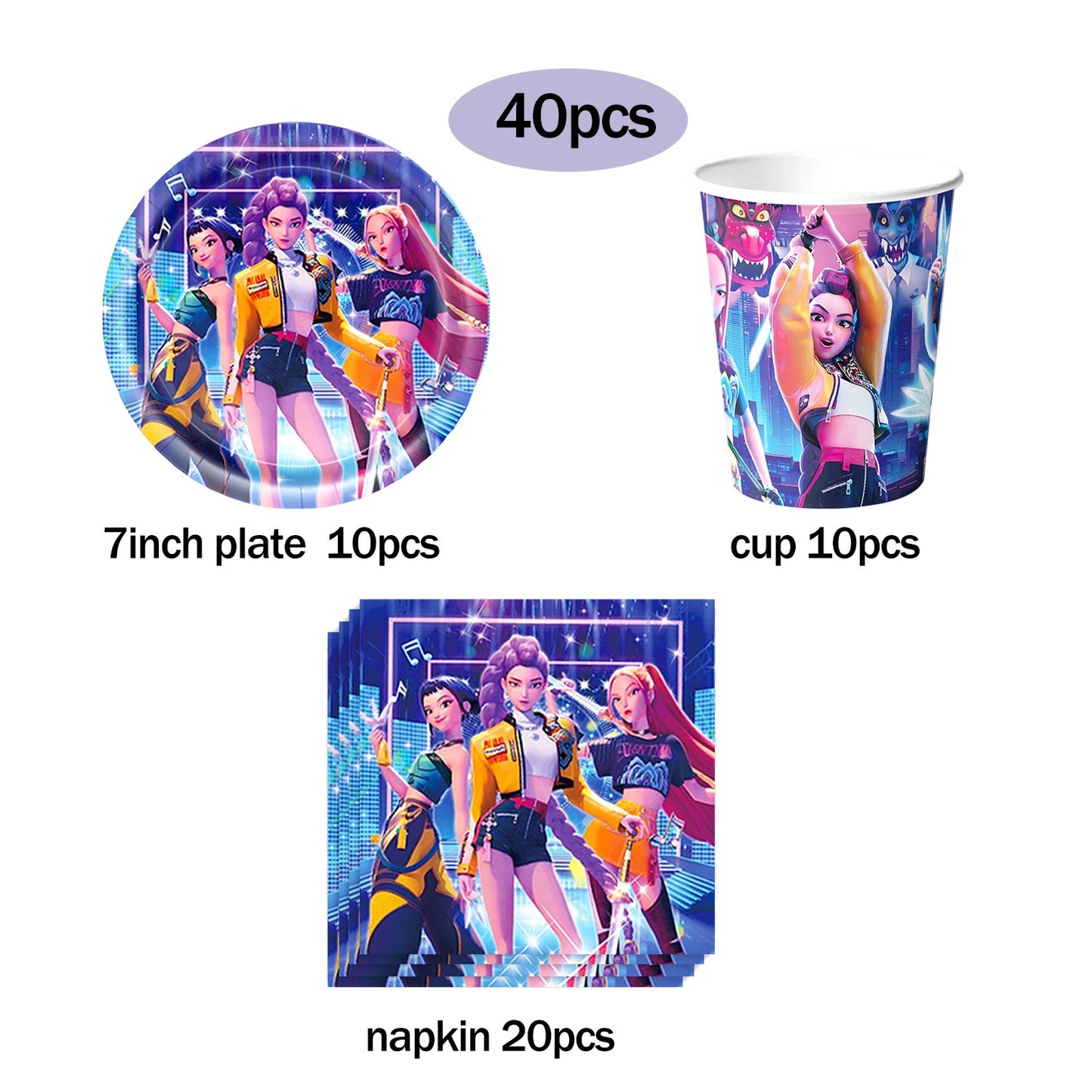 Hot K-Pop Birthday Party Decoration Set Kids Tableware Balloons Cups Plates Napkins Cake Topper Banner Gift Bag - Party Supplies