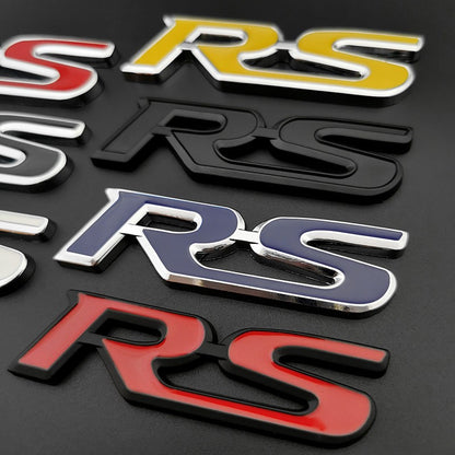 Adesivo 3D RS de Metal, Letras, Logotipo, Grade Dianteira, Porta-Malas Traseiro, Emblema, Crachá, Acessórios para Carros Esportivos RS