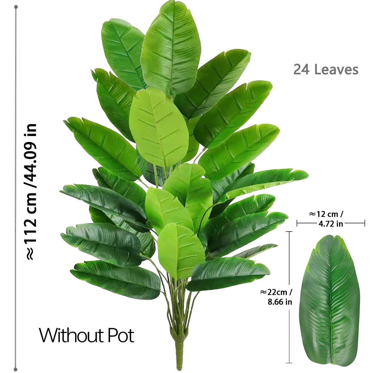 67-112cm Large Artificial Plants Bird of Paradise Tree Tropical Fake Banana Leaves Plastic Palm Plants for Home Garden Decor