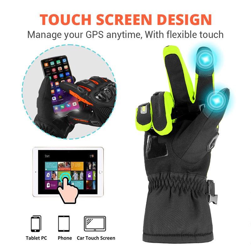 Luvas de motocicleta de inverno impermeáveis quentes masculinas dedo completo luvas de moto tela sensível ao toque para pilotagem de motocicleta