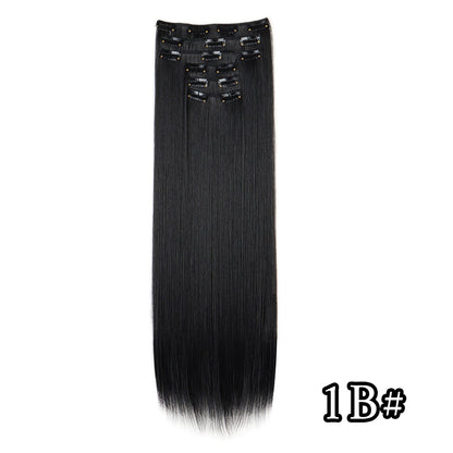 Apliques de Cabelo Natural de 24 Polegadas Cabelo Sintético para Mulheres Kit de Fios de Cabelo 16 Tic-Tacs em 6 Peças Apliques Mechas de Cabelo