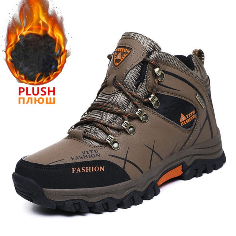 Botas de Neve Masculinas de Inverno Impermeáveis de Couro Tênis Super Quentes Botas Masculinas Botas de Caminhada ao Ar Livre Sapatos de Trabalho Tamanho 39-47
