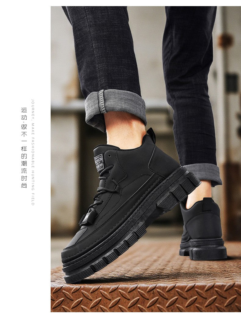 Men's boots four season high-top Joker thick-sole casual boots soft-sole non-slip comfort outdoor boots fashion youth work boots