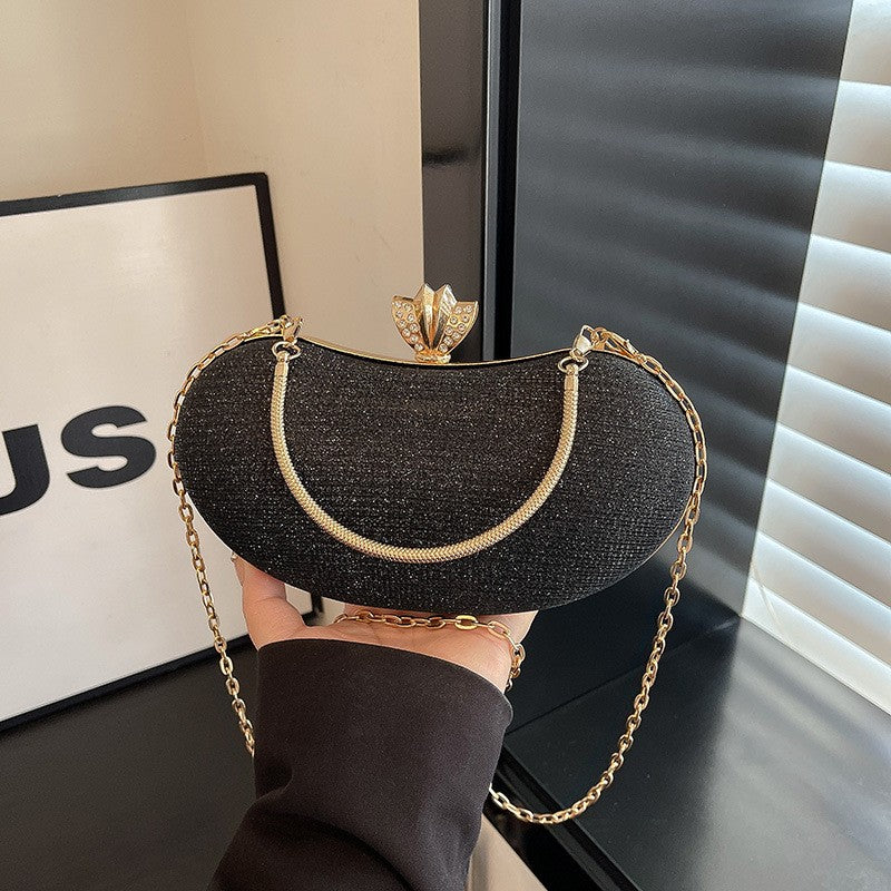 Shiny Mini Evening Bag Rhinestone Chain Purse Luxury Glitter Metal Handel Chain Clutch Elegant Wedding Dress Party Banquet Bag