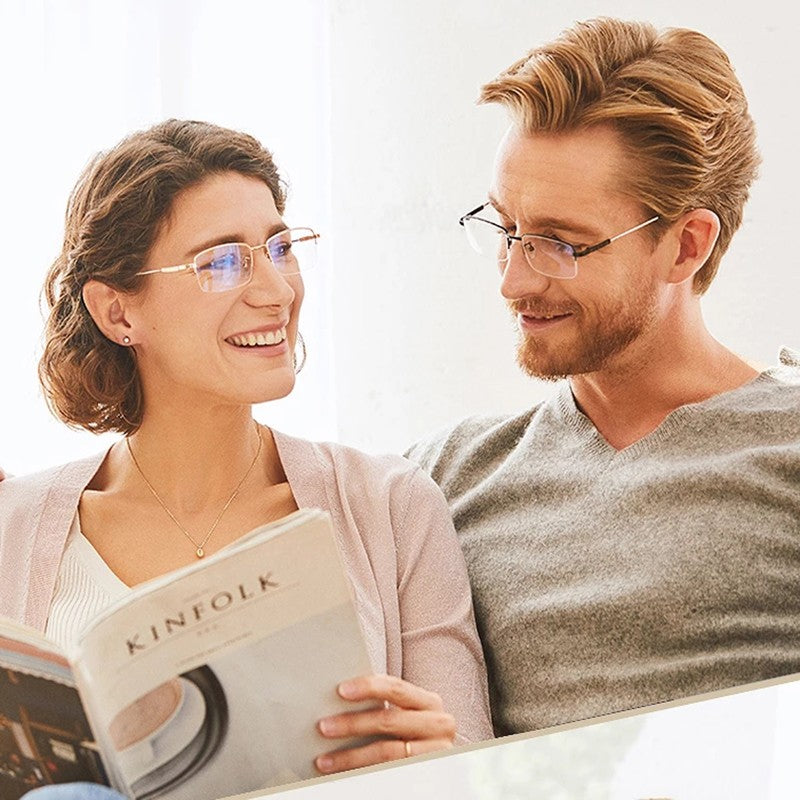 Progressive Men's Eyeglasses Frame Multifocal Reading Glasses Anti Blue Light Eyewear Near Far Sight Glasse escuadras de metal+4
