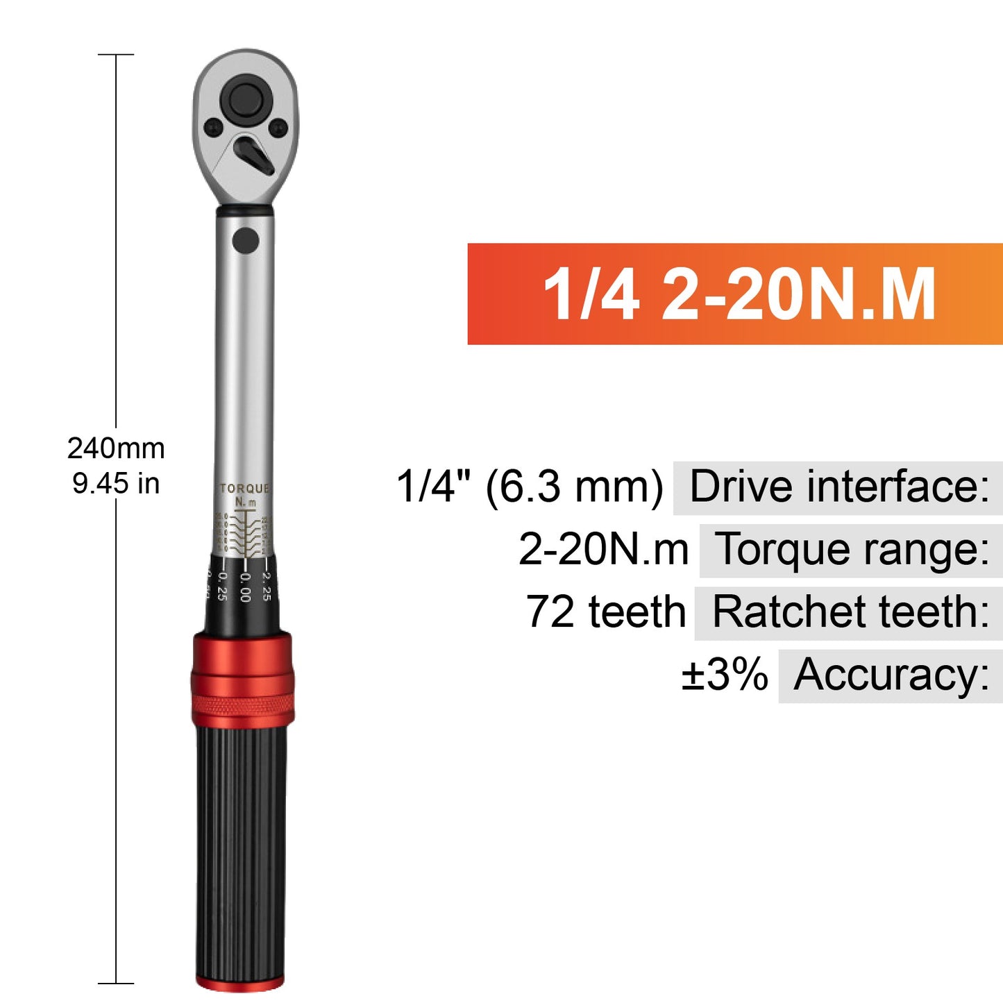 Conjunto de Chaves de Torque Ajustáveis 1/4" 3/8" 1/2" Chave de Torque Catraca Tipo Click Aço CRV Ferramenta de Reparo Industrial para Bicicletas