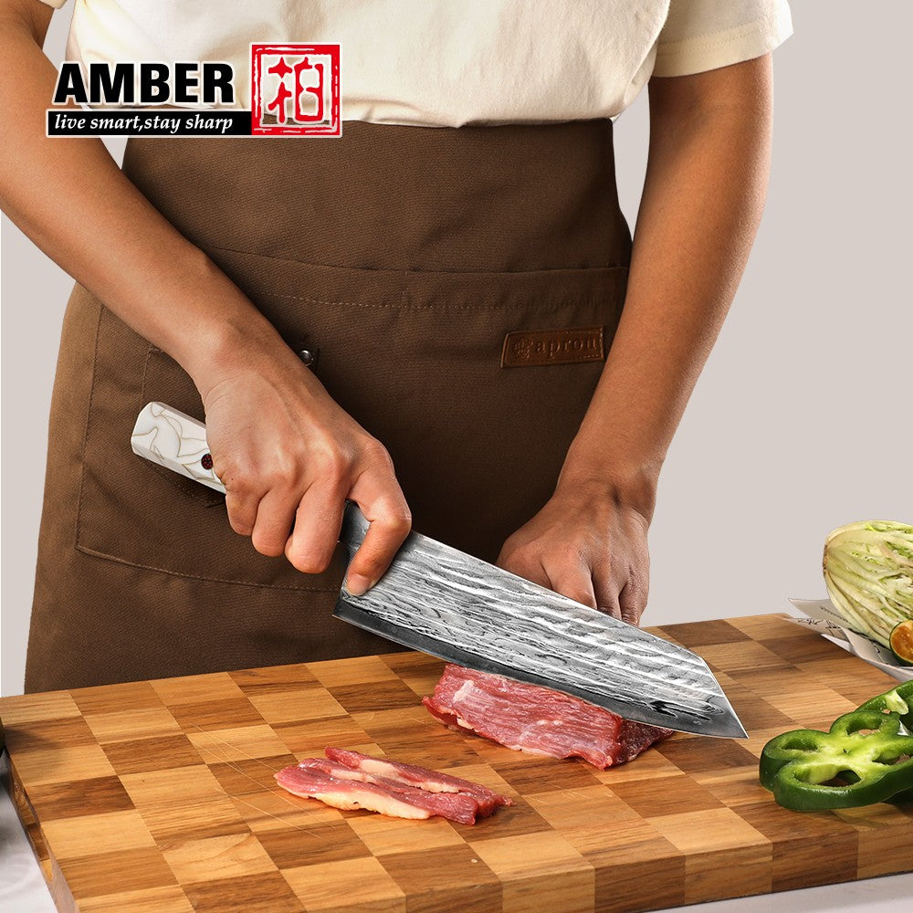 Conjunto de Facas de Chef, Conjunto de Facas de Cozinha Damasco Japonês de 6 Peças, Conjunto de Facas de Chef Profissionais de Aço Premium de 67 Camadas, com Cabo de Resina de Malha Branca