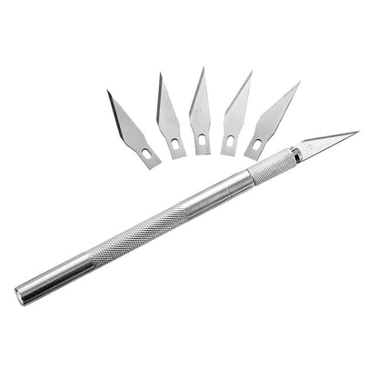 Engraving Non-Slip Metal Scalpel Knife Kit + 50/20/10/5pcs #11 Blades Cutter Craft Knives for Mobile Phone PCB Repair Hand Tools