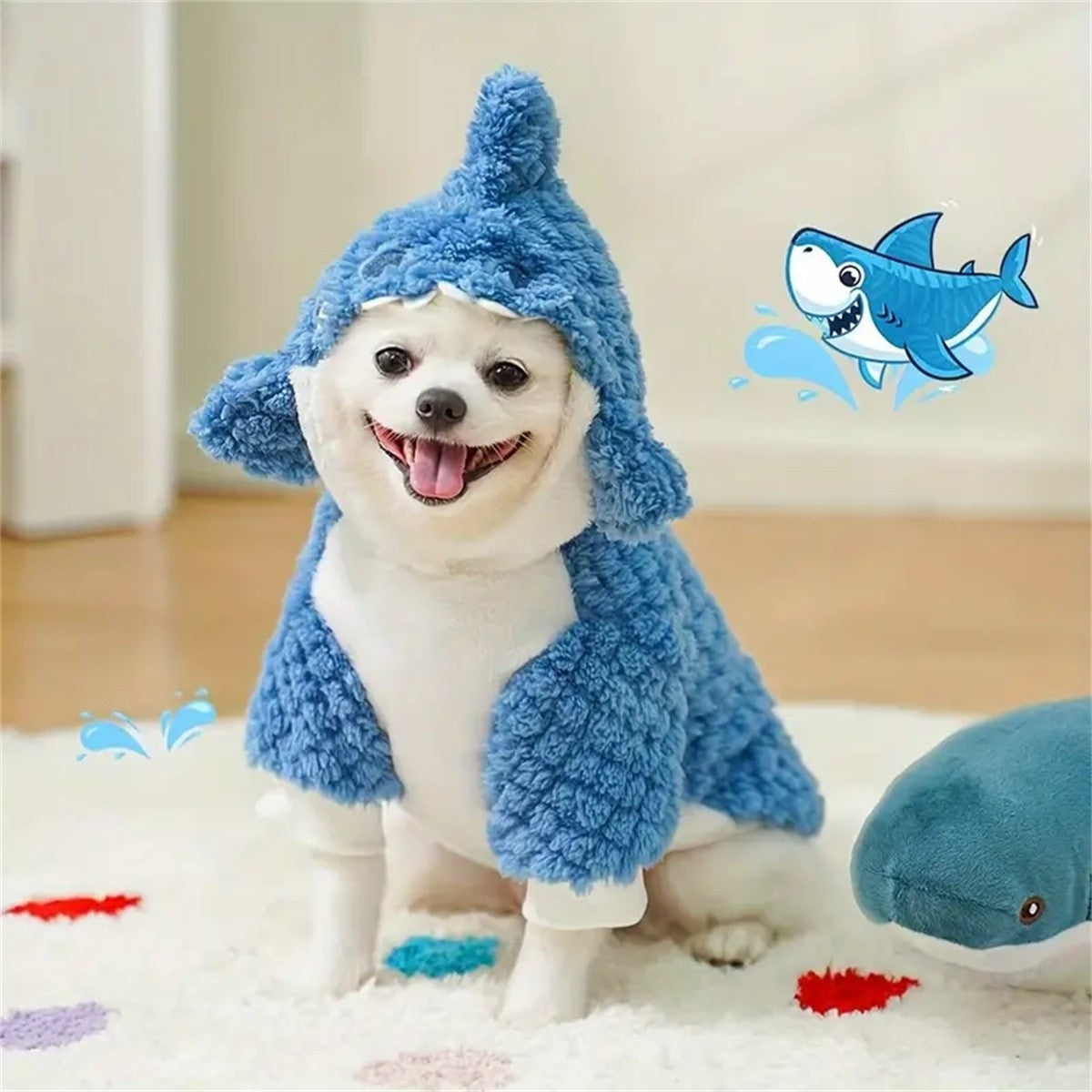 1 Unidade Moletom Quentinho Tubarão para Pets - Suéter de Fleece Grosso e Quente para Cães e Gatos de Raças Pequenas a Grandes - Perfeito para Outono/Inverno