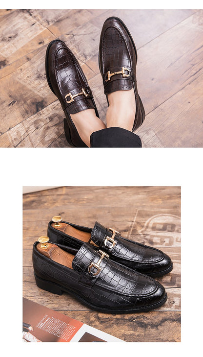 Autumn Brock leather men's head layer cowhide British Korean version breathable business dress casual wedding leather shoes