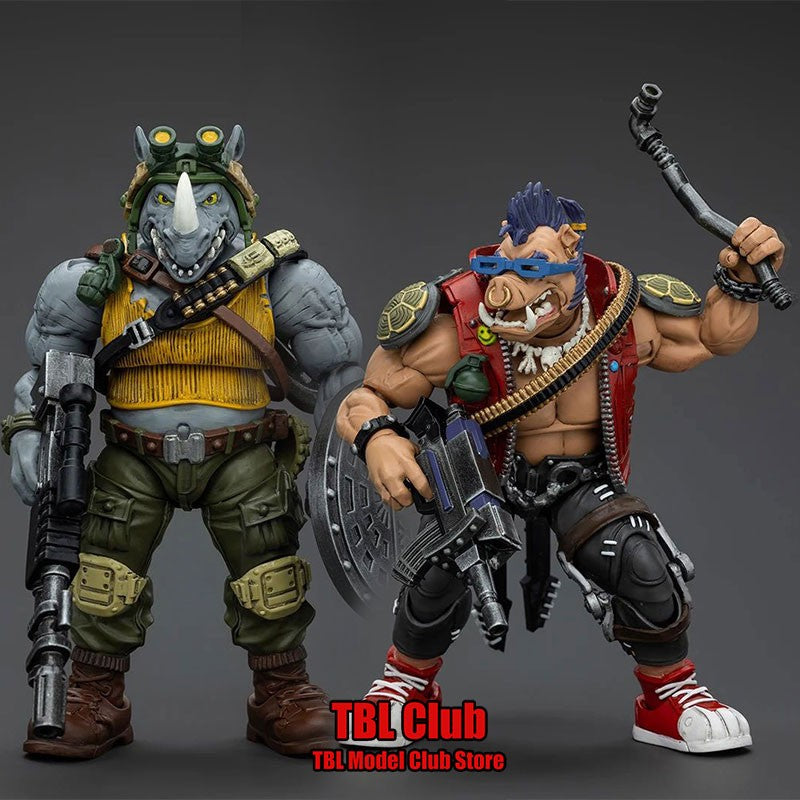 Original JOYTOY TMNT 1/18 Coleção Rocksteady&Beebop Conjunto Completo Boneco de Ação Soldado 11.5cm