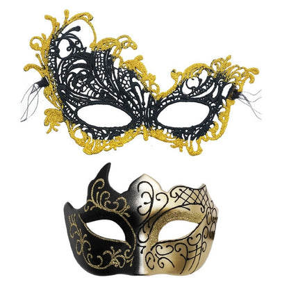 2PCS/set Couple Masks Lace Women Mask Men Painted Half Face Mask Eye Mask Set Party Masquerade Wedding Decoration Costume Prom