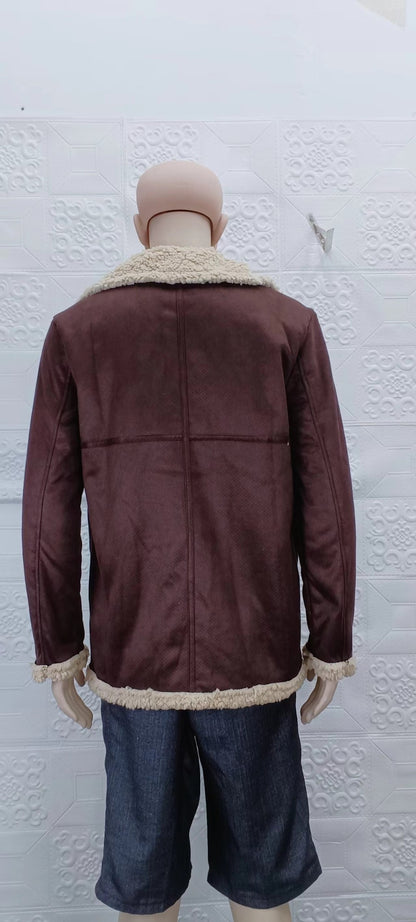 2025 Men's Winter Plush Leather Jacket Fashion Integrated Fur Thickened Warm Long Sleeve Cardigan Coats Leisure Versatile Jacket