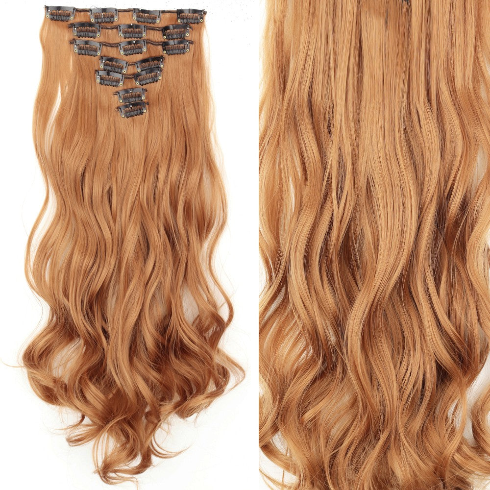 Cabelo Liso Comprido 16 Clipes 7 Pçs/Conjunto de Apliques de Cabelo Sintético Natural Loiro Preto Resistente ao Calor 2026