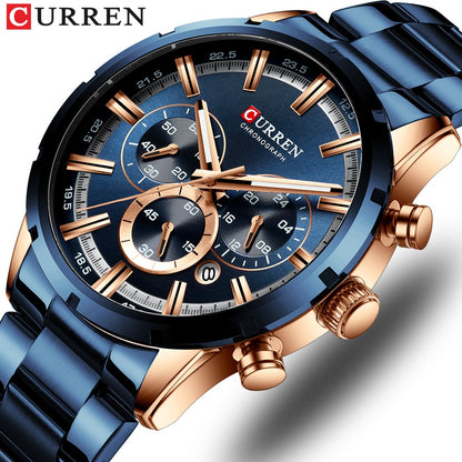 CURREN Men Watch Top Brand Luxury Sports Quartz Mens Watches Full Steel Waterproof Chronograph Wristwatch Men Relogio Masculino