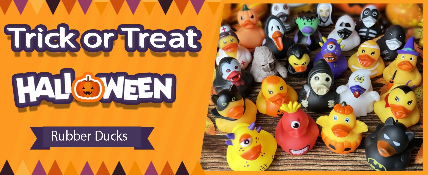 16-320pcs Halloween Rubber Ducks Halloween Style Ducks for Jeeps Ducking Trick or Treat Supplies Funny Rubber Toys For Kids
