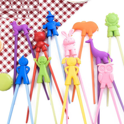 Pauzinhos de Desenho Animado para Crianças, Pauzinhos de Silicone, Cores Sortidas, Presente para Crianças, Exercício de Estudo, 100 Pares