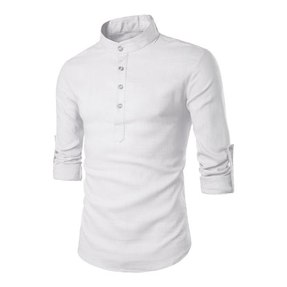 KB New Men's Casual Blouse Cotton Linen Shirt Loose Tops Long Sleeve Tee Shirt Spring Autumn Casual Handsome Men Shirts