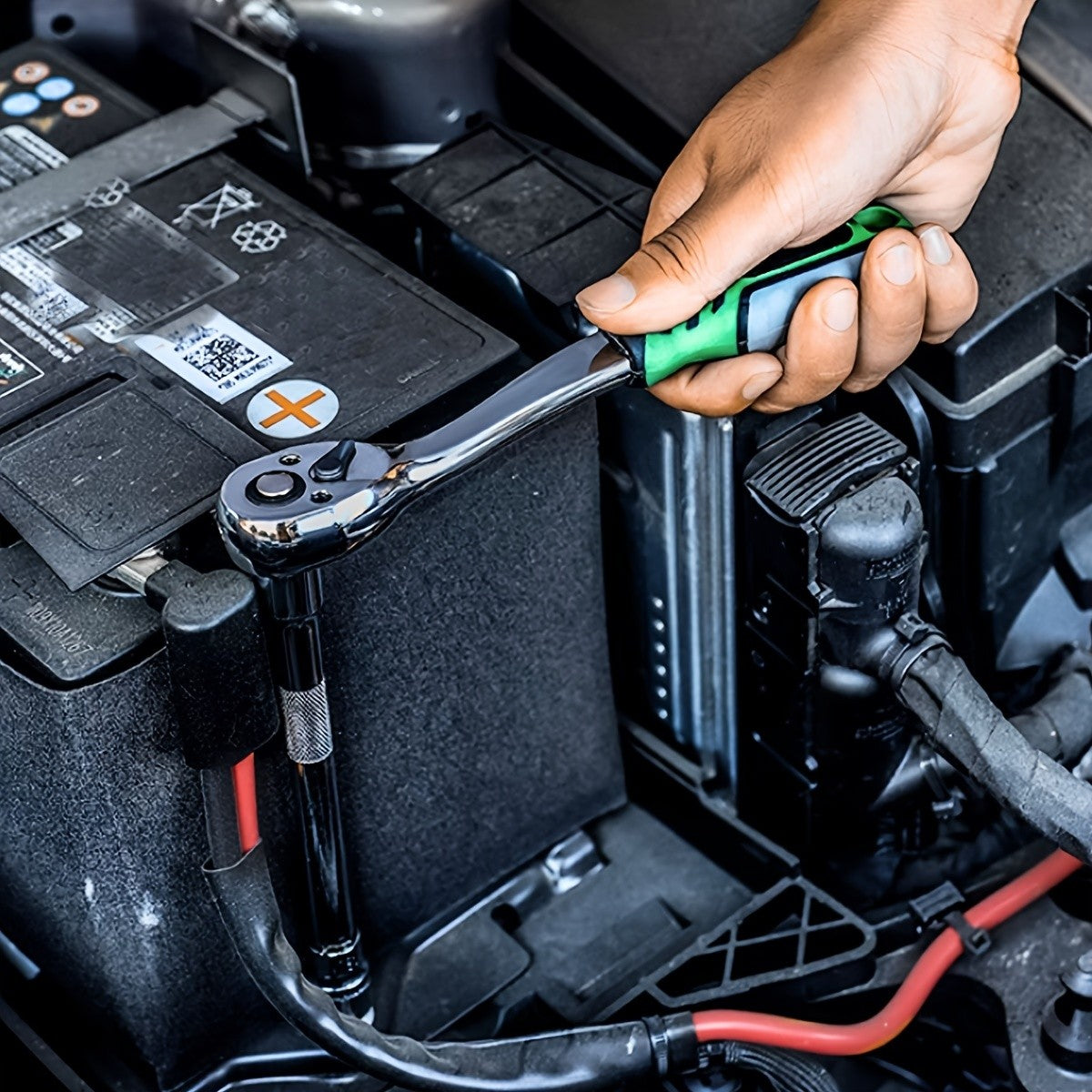 Jogo de Soquetes 72 Peças 1/4"-3/8"-1/2", Chave Catraca Compacta para Reparo Automotivo e Mecânico