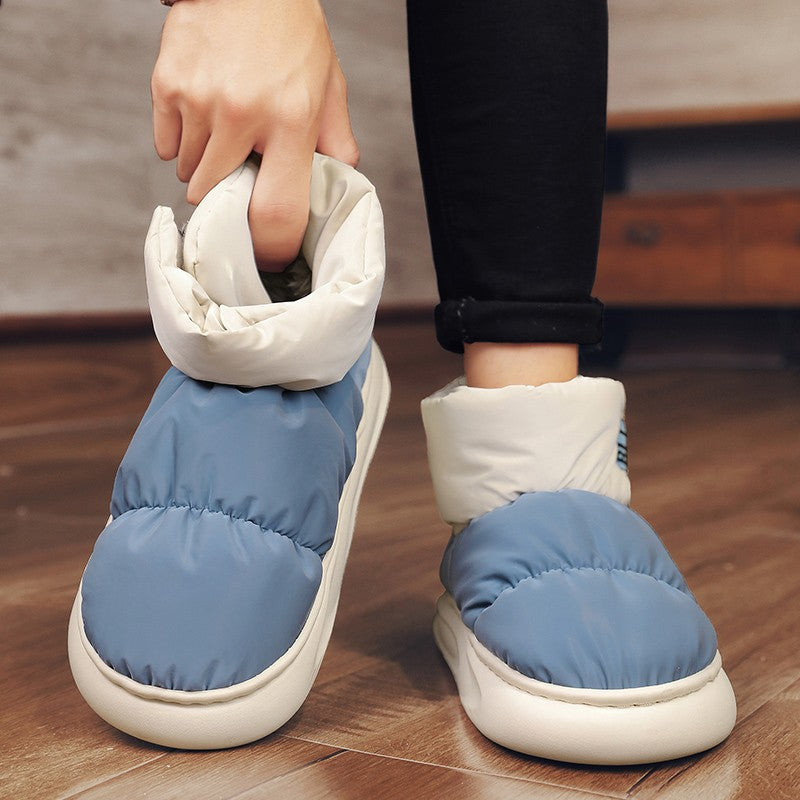 Outdoor Plush Warm Men's Snow Boots Winter Couple Cotton Shoes Down Non-Slip Waterproof Fashion Kids Shoes Slip on Soft Sneakers