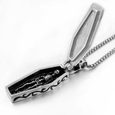 New Vintage Trend Mens Steampunk Coffin Vampire Skull Punk Skull Pendant Necklace Gothic Niche Motorcyclist Jewelry Pendant Gift