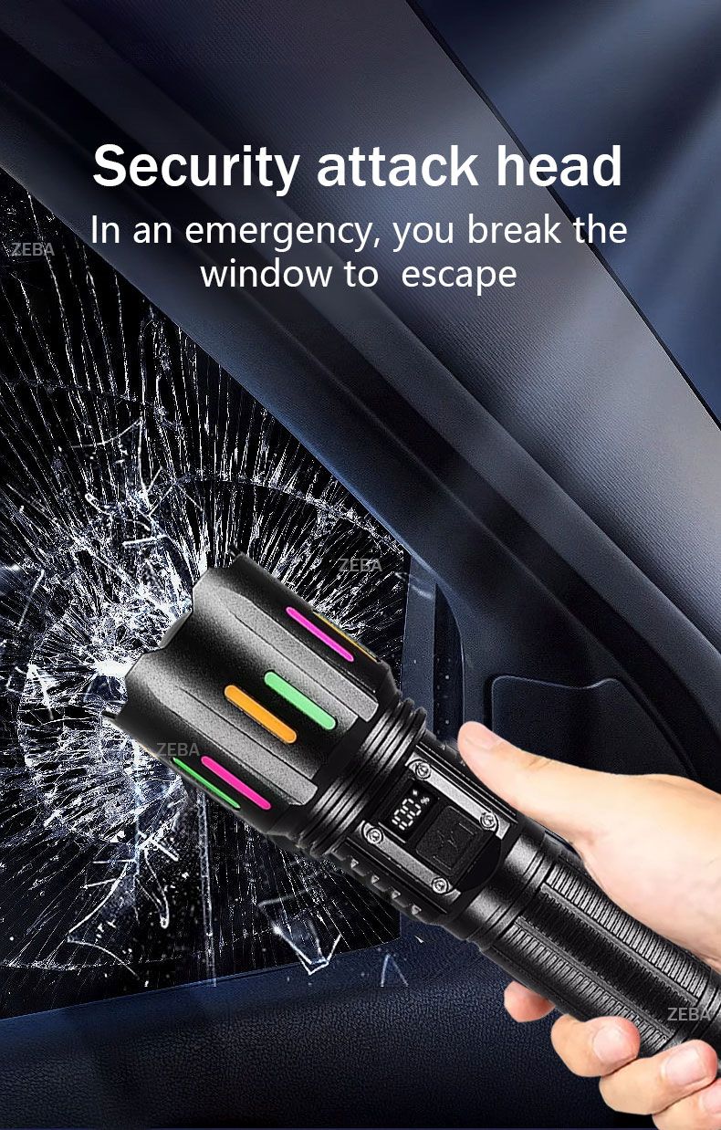 Super Powerful LED Flashlight 1000000LM High Power Torch Strong Light 800W Led Flash Light Rechargeable Hunting Tactical Lantern