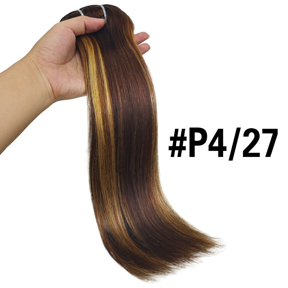 Extensões de Cabelo Tic Tac Cabelo Humano Real cor #4 Castanho Chocolate Extensões de Cabelo Tic Tac 8 peças Cor Preto Natural 26 Polegadas