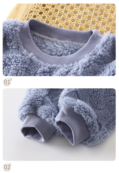 Conjunto de Pijama Infantil Quente Outono e Inverno Meninos e Meninas Roupas Grossas para Casa Roupas de Bebê de Pelúcia Roupas Infantis