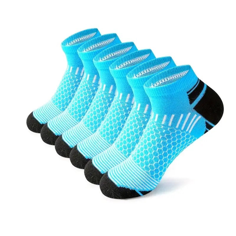 6 pares de meias esportivas curtas masculinas - que absorvem a umidade, respiráveis, meias esportivas para todas as estações