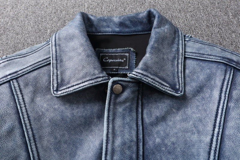 2025 New Luxury Unisex Cowhide Jacket - Short Cut Relaxed Fit Leather Biker Style Coat