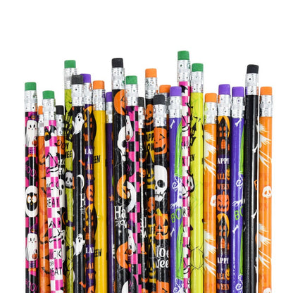 12/24Pcs Skull Goost HB Writing Pencils Stationery Gift for Halloween Party Favors Goodie Bag Fillers Trick or Treat Supplies