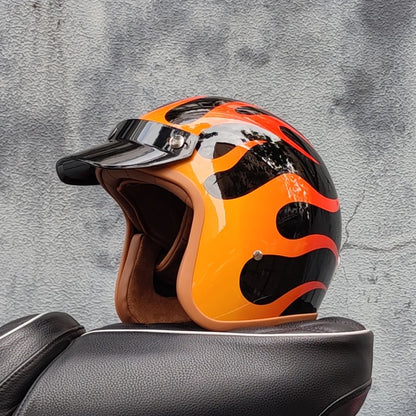 Capacete de motocicleta retrô semiaberto acessórios para motocicleta cross-country capacete de motocicleta 3/4 capacete retrô de inverno