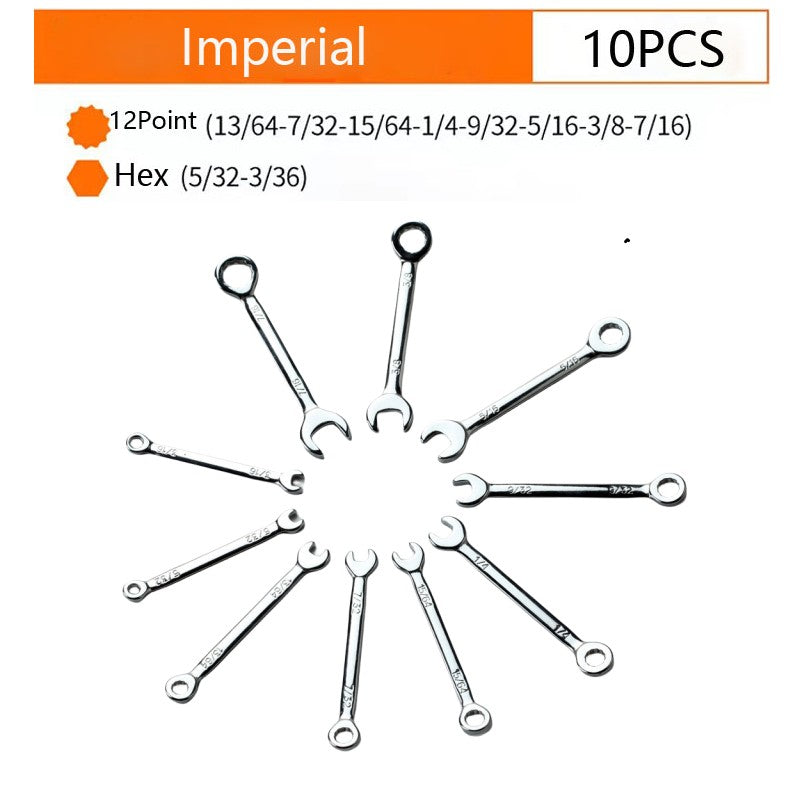 Conjunto de 10 Chaves Mini-inglesas Ferramenta Manual Chaveiro Chave à Prova de Explosão de Bolso Tipo Britânico/Métrico