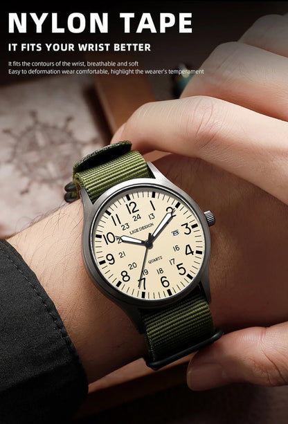 LIGE Top Brand Luxury Men Quartz Watch Date Nylon Leather Waterproof Luminous Military Sports Watches For Men relogios masculino