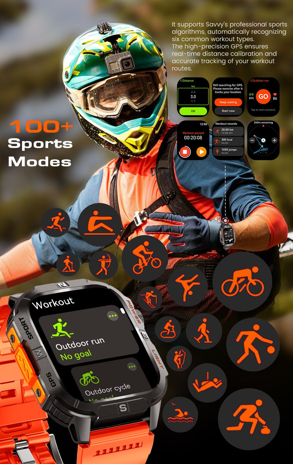 2026New Military Grade GPS Smart Watch Men Built in GPS Compass Altimeter Barometer 3ATM Waterproof 540mAh Sports Bracelet Men