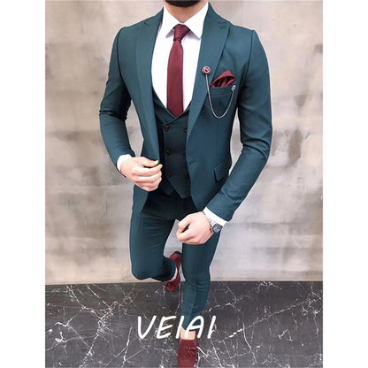 CustomizedBridegroom Formal Party Men Suits One Breasted Men's Business Suits 3 Pieces(Jacket+Pant+Vest+Tie)traje novio